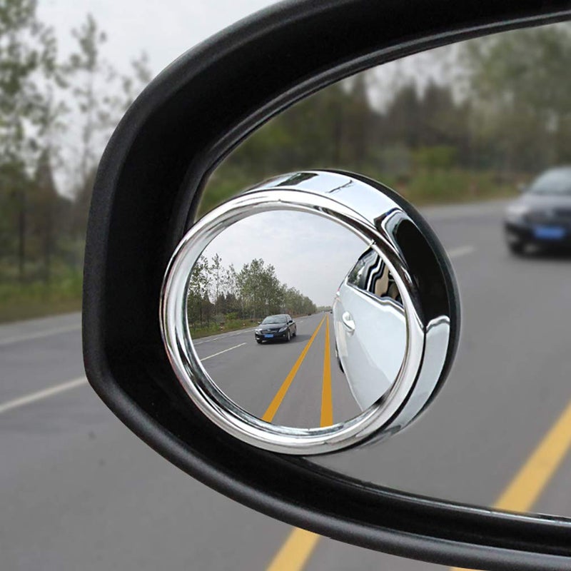 ESreake 2PCS small Blind Spot Mirror,2"" Round HD Glass Convex Rear View Mirror,Strong Adhesive Mirror for Car, Van, SUV and Trucks (2""(50mm), Silver frame) - Image 2